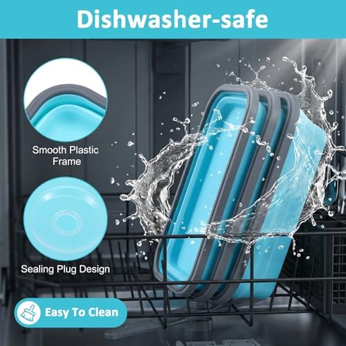 4 Pack 40oz Collapsible Food Storage Containers Marinating Container with Lid Foldable Silicone Kitchen Bowls Microwave Freezer Dishwasher Safe, Blue - Image 5