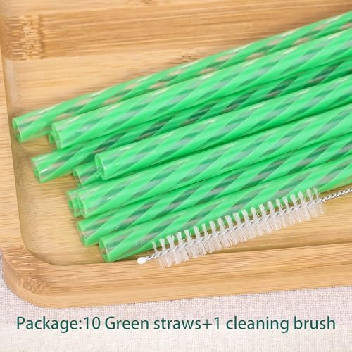 Dakoufish Replacement Straws for StanleylOwalalHydro Jug 40oz 30oz Tumbler,10 Pack 12 Inch Green Reusable Straws With Cleaning Brush For Stanley Simple Modern Cup,Dishwasher Safe. - Image 6