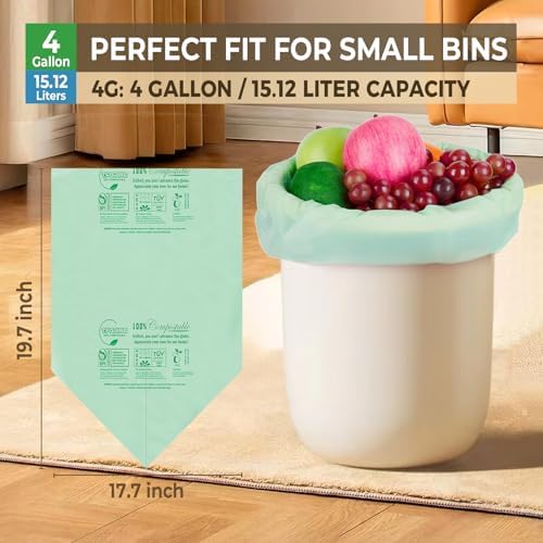 Compostable Trash Bags, 3-4 Gallon, 15 L,0.8 Mil, 80 Count - Image 4