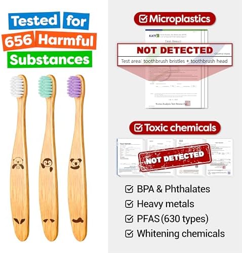 Dr. Noah Microplastic-Free Bamboo Baby Toothbrush, Dentist Designed, 6 Pack - Image 5