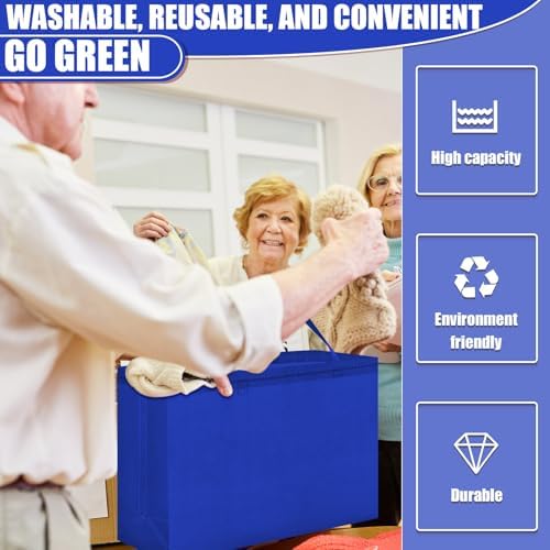 Windyun Reusable Grocery Bags Large Non Woven Shopping Bags with Handles Foldable Portable Tote, 16x6x12 Inch - Image 5