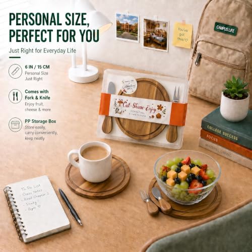 Wedding Favor Charcuterie Board Set with Knife & Fork, 6-Inch Small Personal Serving Tray, Bridal Shower & Baby Shower Game Prize Gift, Storage-Ready PP Case，Acacia - Image 5