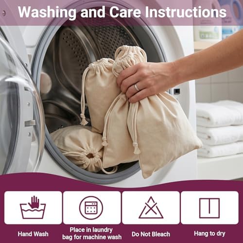 Set of 8 Ambrosia Cotton Produce Bags Drawstring Muslin - Image 5