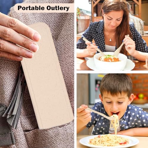 4 Sets Travel Utensils with Case, Reusable Cutlery Set for Lunch Box - Image 4