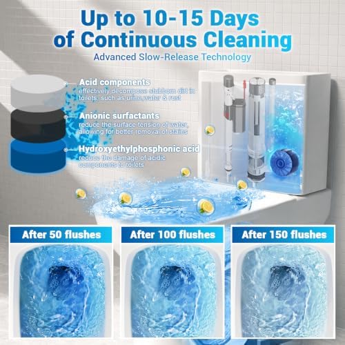 Toilet Bowl Cleaner Tablets,Auto Tank Clean,Colorful 8 Pack - Image 3