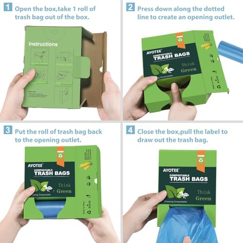 Small Trash Bags 4-6 Gallon AYOTEE Unscented Compostable Bags 100 Pcs Blue - Image 6