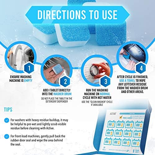 Washing Machine Cleaner Descaler 48 Pack - Value Size Deep Cleaning Tablets HE Front Loader & Top Load Washer, Septic Safe Eco-Friendly Deodorizer, Clean Inside Laundry Drum Tub Seal - 48 Count - Image 4