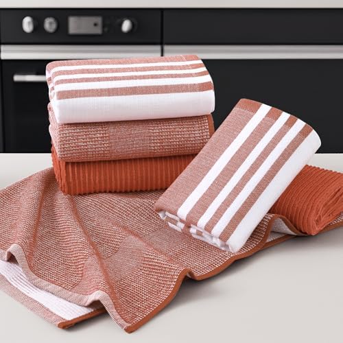 Homaxy Cotton 380 GSM Premium Kitchen Towels, 18"x 28", 6 Pack, Rust - Image 5