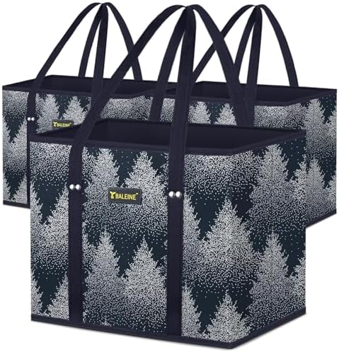 BALEINE 3PK Reusable Grocery Bags, Heavy Duty Shopping Tote Bag by BALEINE