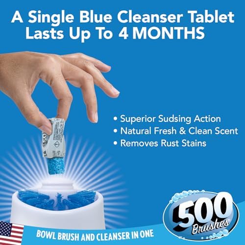 500 Brushes Blue Toilet Bowl Cleanser Tablet Refills, 9 Pack, Replacement Toilet Bowl Cleaner Tablets, Each Tablet Lasts Up to 4 Months - Image 3