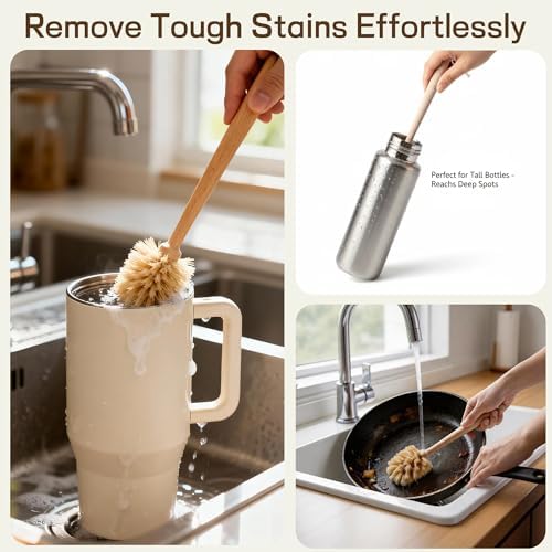 Bottle Brush Cleaner,Solid Beech Wood Handle Tapered, Non-Scratch for Cleaning Coffee Cups,Mason,Thermos,Glass Bottle,Beer Bottles,Wine Bottles - Image 4