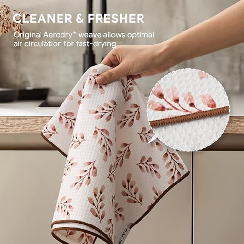 RECYCO Waffle Kitchen Towel Set of 2 - Quick Dry Microfiber Sustainable Dish Towels - Ultra Absorbent Reusable Cleaning Tea Towels - Lightweight Hand Towels,16”x 28”, Terracotta - Image 5