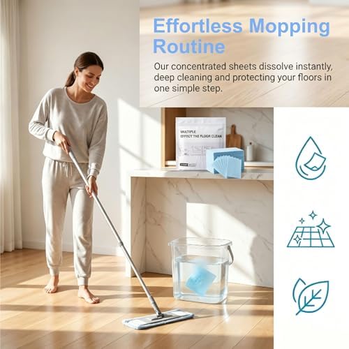 Multi-Effect Floor Clean Tablets，Water Soluble Floor Cleaner for Mopping, Concentrated Multi-Surface Cleaning Sheets Fit for Hardwood, Laminate Floors, Wall Tiles Pink 300 Pcs - Image 4
