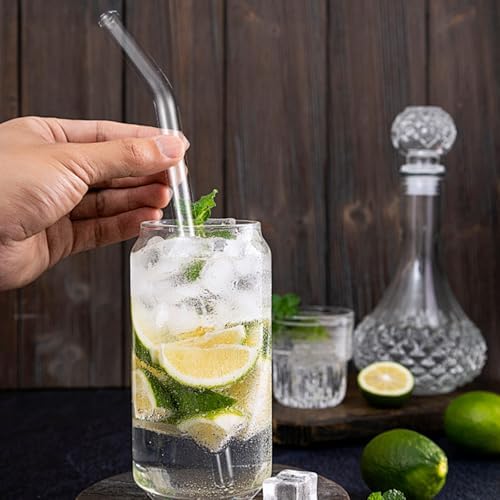 Lazycorner Reusable Glass Straws Set 16 Pcs 8.5''x 10MM Bent Straight Clear Glass Drinking Straws Set of 8 Straight and 8 Bent with 4 Cleaning Brushes Perfect For Smoothies, Tea, Juice-Clear Cocktail. - Image 5