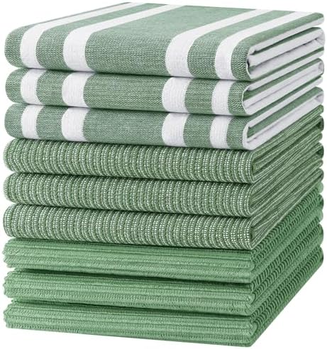 Homaxy Cotton 380 GSM Premium Kitchen Towels, 18"x28", 9 Pack, Grass Green by Homaxy