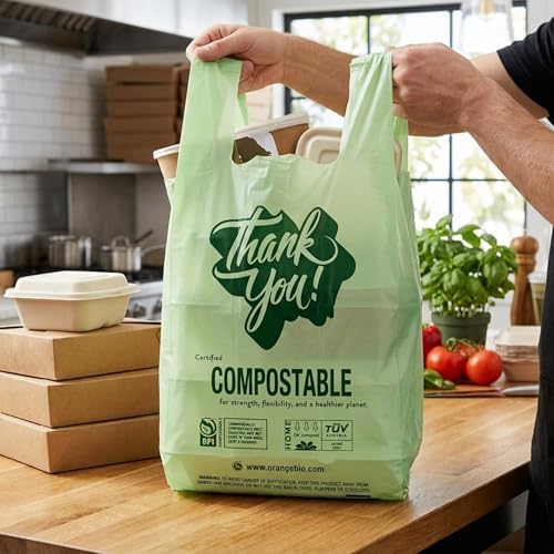 OrangeBio Small Compostable Shopping Bags, 8" x 5" x 16.5", 500 Count - Image 7