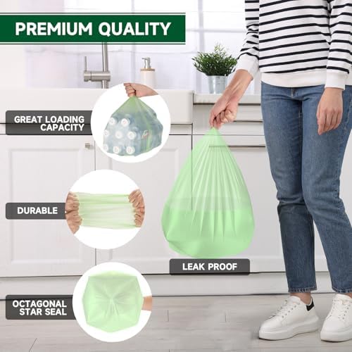 Biodegradable Small Trash Bags 4 Gallon, 105 Counts Unscented Bathroom Trash Bags, Easy Tearing Small Garbage Bags for Bathroom Bedroom Office, Green - Image 5