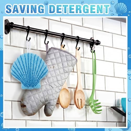 12 Pcs Shell Sponge Dish Scrubber Dual Sided Non Scratch Dish Washing Scrubbers Reusable Household Cleaning Kitchen Tools for Dishwashing Washing Dishes Cookware Tubs Sinks - Image 4