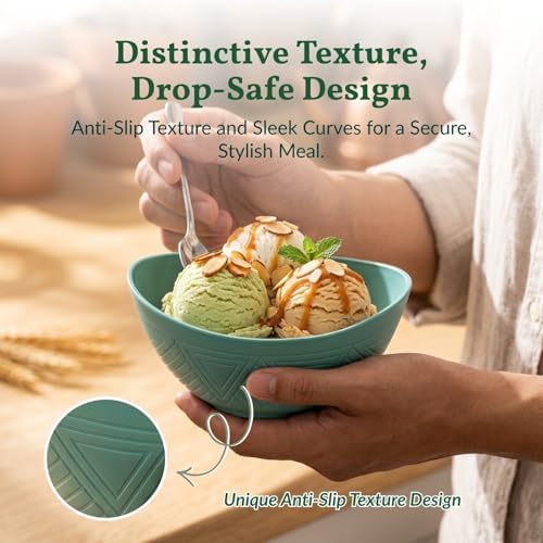 Homienly Wheat Straw Bowls 10 OZ Small Serving Bowls Unbreakable Dessert Bowls for Kitchen, Camping, RV, Party, Unbreakable Mini Oval Bowls for Ice Cream Microwave and Dishwasher Safe (6 PCS Multi) - Image 4