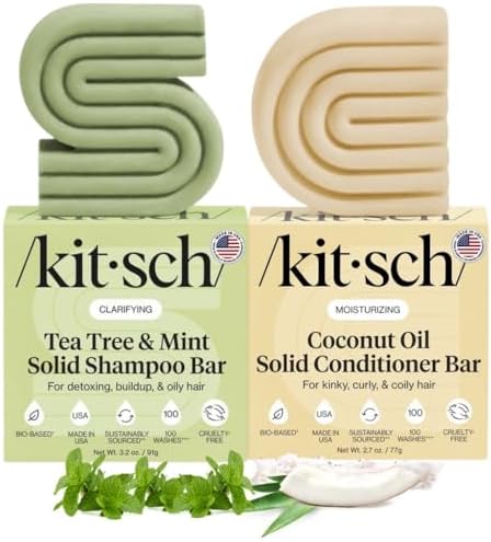 Kitsch Tea Tree Shampoo Bar & Coconut Oil Conditioner Bar – 2 pcs by Kitsch