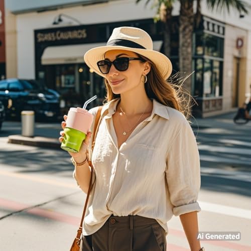 Glass Juice Bottles with Lids and Straws,16oz/480ml Reusable Iced Coffee Glasses,Cold Brew Tumblers with Leakproof Lids,BPA-Free Glass Jars for Juicing,Matcha,Tea,Smoothie (Pink with Sleeve) - Image 4