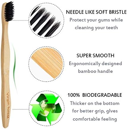 Virgin Forest Bamboo Toothbrushes 6pk, Soft Bristles BPA Free Eco - Image 2
