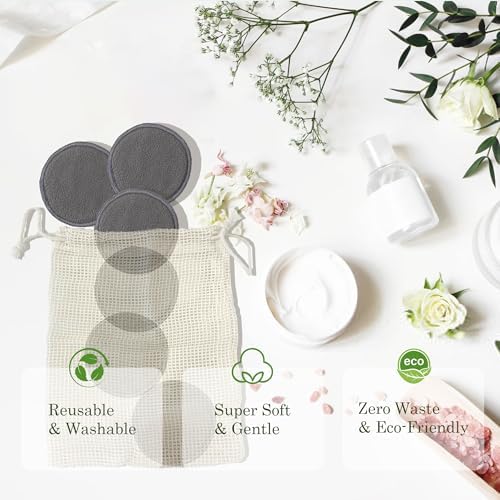 24 Packs Bamboo Charcoal Reusable Cotton Rounds for Face - Image 5