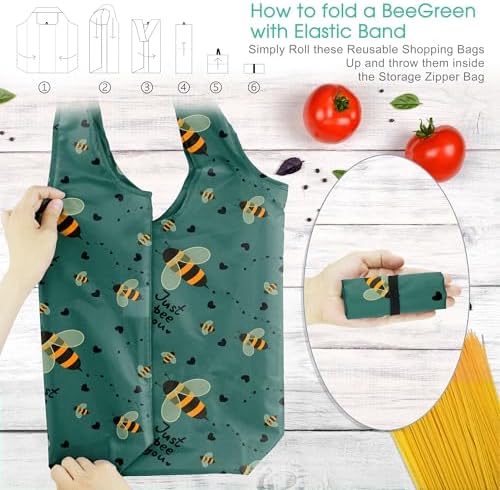 BeeGreen Animals Reusable Grocery Bags Bees Turtles Flamingo Peacock Alpaca Butterfly Lovers Gifts Shopping Bags Bulk 50LBS X-Large Foldable-Heavy Duty - Image 4