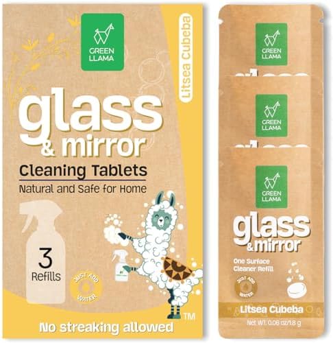 Green Llama Window and Glass Refill 3-Pack - Certified Compostable Packaging, Natural Cleaning Solution for Windows and Glass - Eco-Friendly and Sustainable by GreenLlama