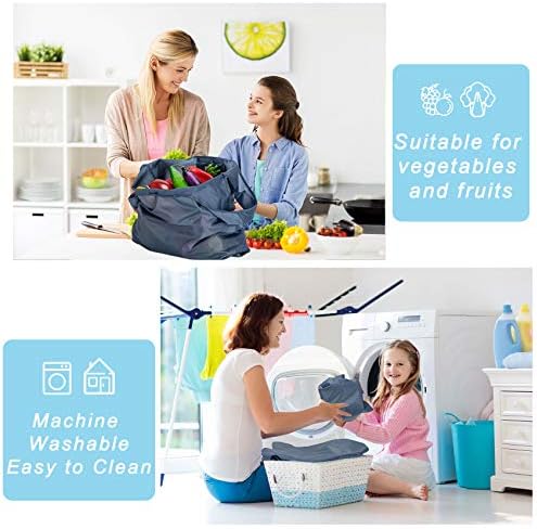 Large Reusable Bags Shopping Washable Foldable 6 Pack Grocery Bags Heavy Duty Lightweight Folding Gift Tote Bags Durable Polyester Gray - Image 6