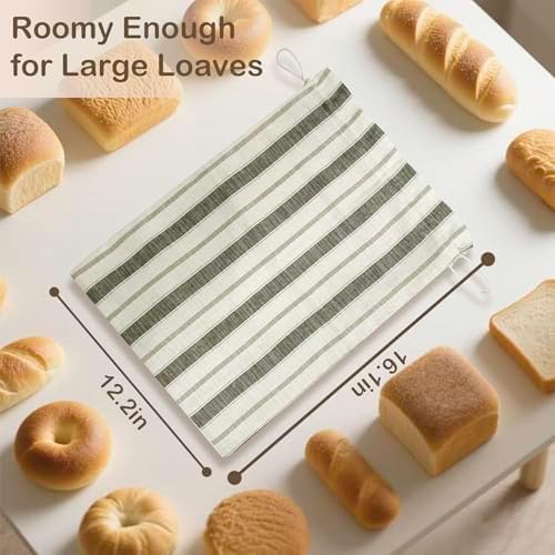 [2 PACK] Bread bags for Homemade Loaves, Large Reusable Linen with TPU Lining, BPA-Free, Food-Grade Cloth Storage Bags with Freezer - Image 2