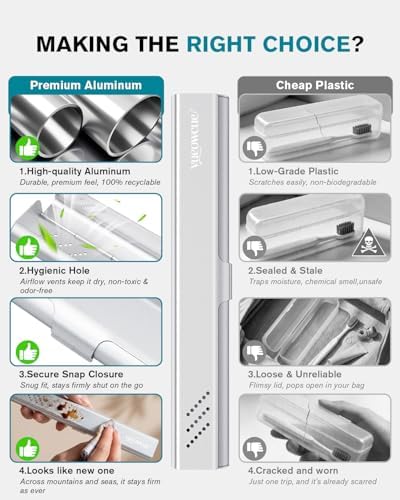 Toothbrush Case Cover for Traveling, Aluminum Toothbrush Holder for Manual Toothbrush + Mini Toothpaste, Portable Tooth Brush Storage Box for Camping Business Trip-Silver (1 Pack) - Image 3
