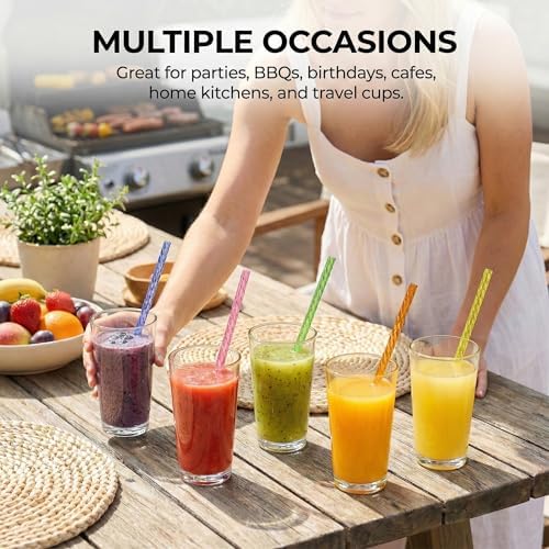 Reusable Drinking Straws 100 Pack, Assorted Color Plastic Straws, 9 Inch, Easy Clean with Brush, Durable & Dishwasher Safe for Cold Drinks & Kids - Image 6