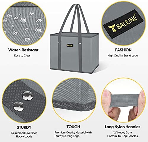 BALEINE 3PK Reusable Grocery Bags, Heavy Duty Shopping Tote Bag - Image 5