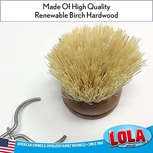 LOLA Replacement Head for The Original Tampico Vegetable & Dish Brush, 1.75" Head, Birchwood & Poly Bristles, Reusable & Washable, 1 Count - Image 6