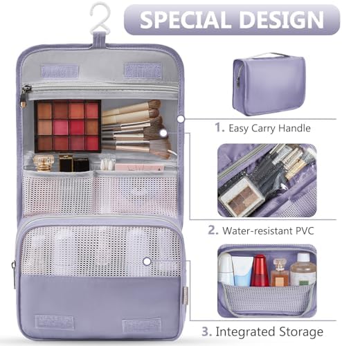 OlarHike Packing Cubes for Travel,Gifts for Women Mom,Anti-Tearing Suitcase Organizer for Luggage with Shoe & Hanging Toiletry Bag,Vacation Essentials & Accessories for Cruise Ship,8 Set,Purple Gray - Image 3