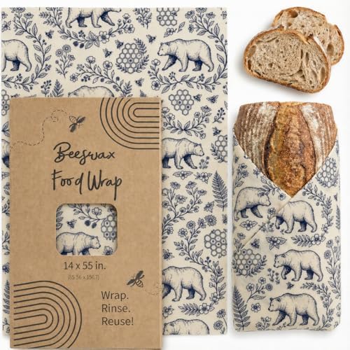 Beeswax Bread Wrap Roll 14x55in, Cut to Size - Blue Bears by Kalolo+Malosi