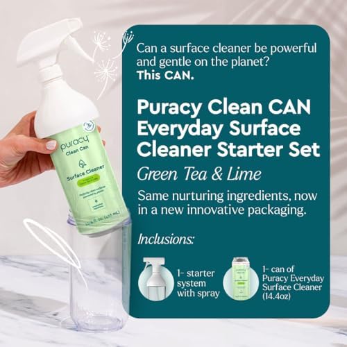 Puracy All Purpose Cleaner Clean Can- Plan t– Plant-Powered Multi-Surface Cleaner - Surface Cleaner Solution As Seen on TikTok (Green Tea + Lime, 14.4 fl oz, Starter Set) - Image 2