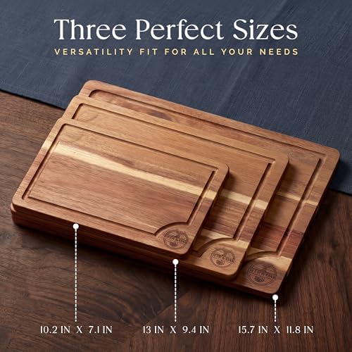 Deer & Oak Non Toxic 3-Piece Acacia Cutting Board Set with Stand - Image 5