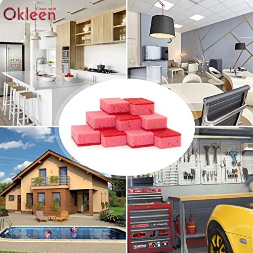 Pink Multi Use Scrub Sponges. Made in Europe. 9 Pack, 4.3x2.8x1.4 inches. Odorless Heavy Duty & Non Scratch Fiber. Durable and Delicate Scrubber for Kitchen & Bathroom, Housekeeping & Outdoors - Image 6