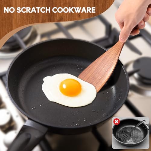Wooden Spoons for Cooking 10PCS Teak Wood Cookware Utensil Set - Image 4