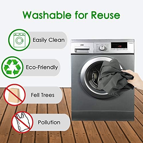 BeeGreen Grey Reusable Grocery Bags Wholesale Gray Reusable Kitchen Bags Bulk Foldable-Machine Washable with Zipper Storage Pouch 50 Packs - Image 5