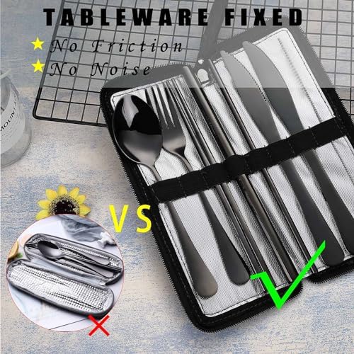 DEVICO Camping Utensils, Stainless Steel Travel Silverware Set with Case - Image 2