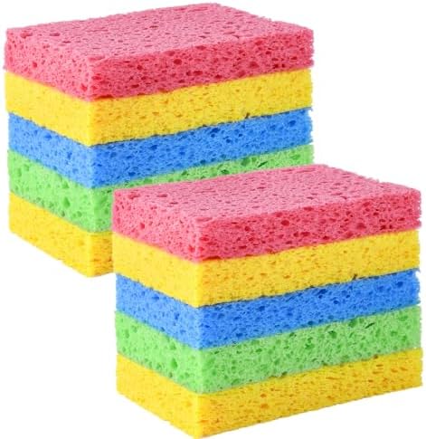 YoleShy Sponge Kitchen Natural Cellulose Sponges 10 Pack Compressed Sponges for Cleaning Reusable Dish Sponge Kitchen Non-Scratch DIY by YoleShy