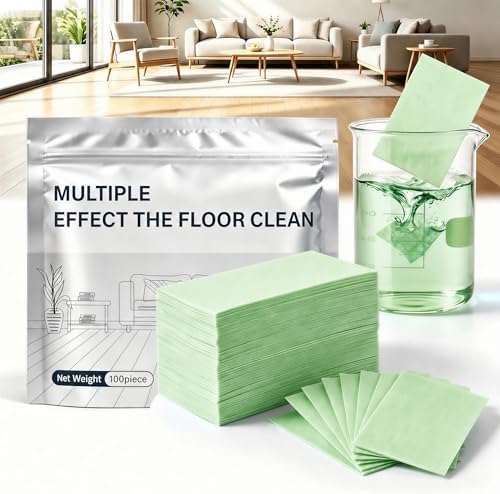 Multi-Effect Floor Cleaning Tablets, Water Soluble Concentrated Cleaner Sheets for Hardwood Laminate LVP Tile Wall Glass Multi-Surface Mopping Deep Clean (Green — Gardenia Scent, 200PC) by Unknown