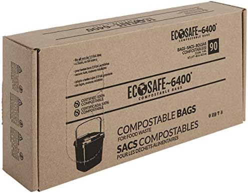 EcoSafe-6400 CP1617-6 Certified Compostable Bag - 16x17” Green Bags for 2.5 Gallon Bin - Extra Strong Leak, Puncture and Tear Resistant Food Scraps Bin Liners, Pack of 90 by EcoSafeZeroWaste