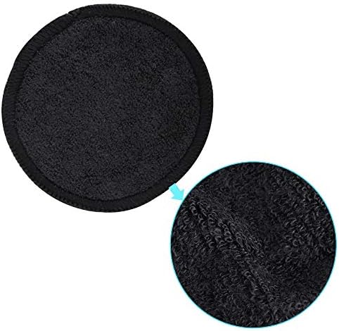 SIQUK 24 Pieces Reusable Cotton Rounds Black Makeup Remover Pads Layers Washable Organic Bamboo Cleansing Cloth Pads with Laundry Bag for Eye Makeup Remove Face Wipe - Image 3