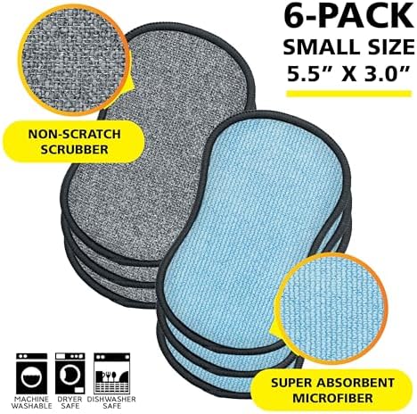 Original Scrub-N-Wipe Pad by Tuff-Scrub, 6-Pack, Microfiber, Multi-Surface, Non-Scratch, Dual-Sided, Scrubber for Dishes, Sinks, Non-Stick Cookware – Machine Washable, Durable Kitchen Sponge (Small) - Image 2
