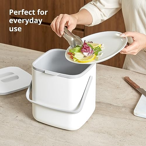 Blue Ginkgo Kitchen Compost Bin, 1.32 gal/5L Countertop Compost Bin, Green - Image 3