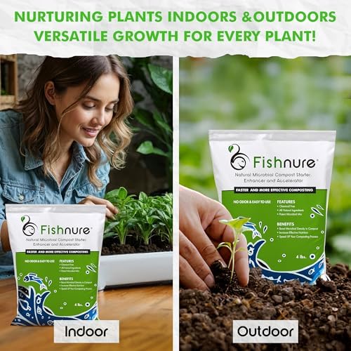 Fishnure - Odor-Free Natural Microbial Compost Starter, 1 4-lb Bag for 1000 lb Compost that Can Be Used as Fertilizer for Potting Soil Indoor Plants & Outdoor Plant Soil, Gardening Essentials - Image 3